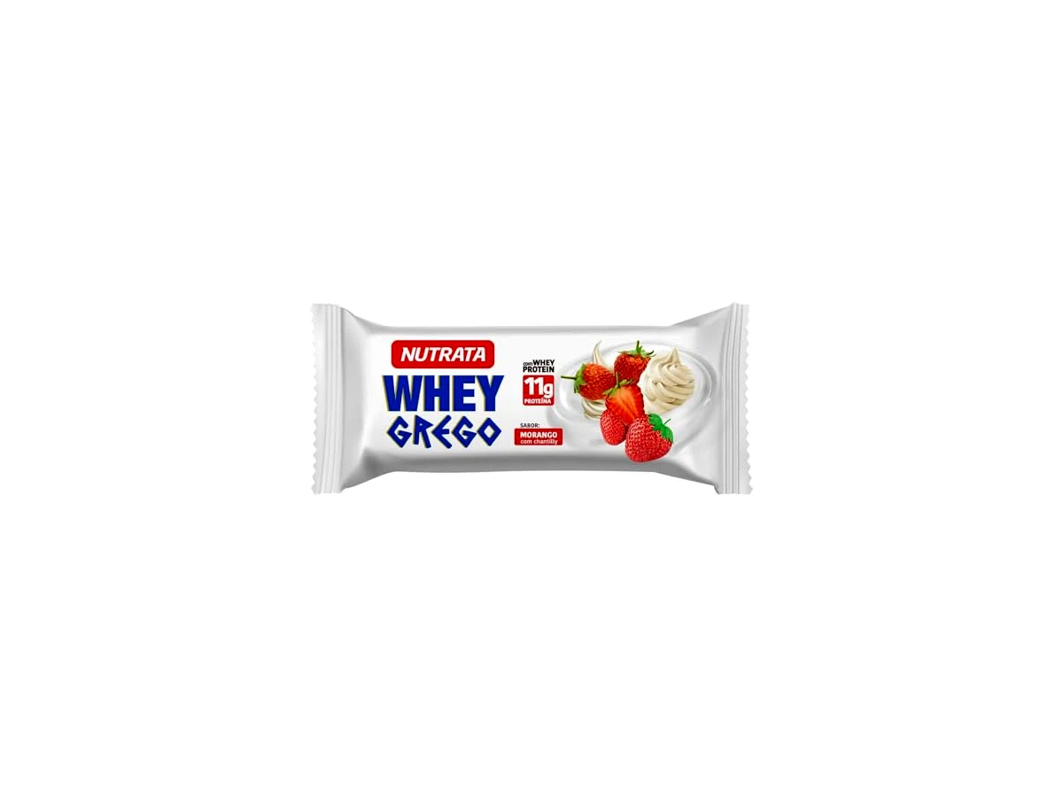 Nutrata Whey Grego Bar Zero Adição de Açúcar - Sabor Morango com Chantilly (40g)