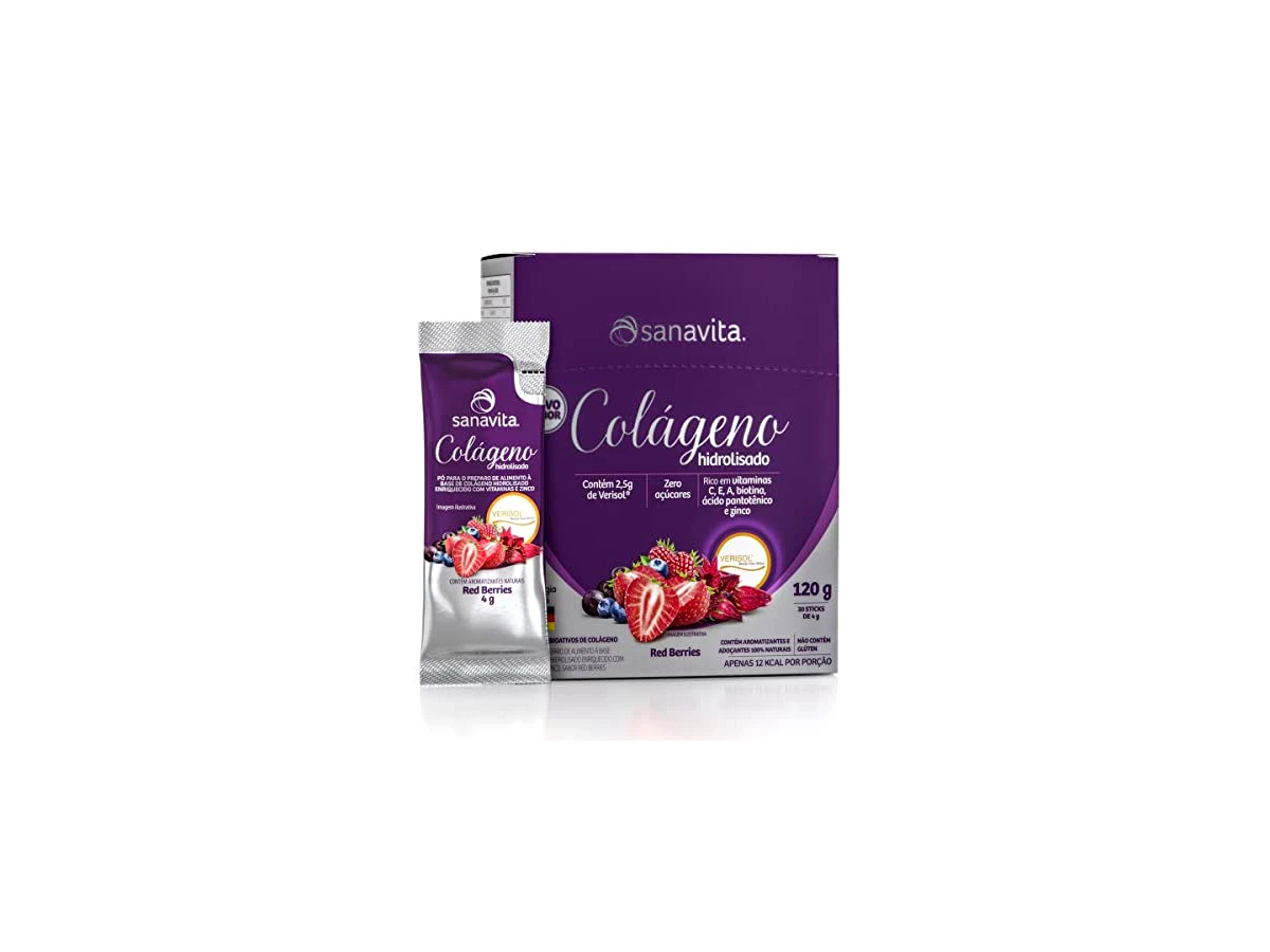 Colágeno Hidrolisado Verisol com Ácido Hialurônico Sabor Frutas Vermelhas Lata 300g - Sanavita