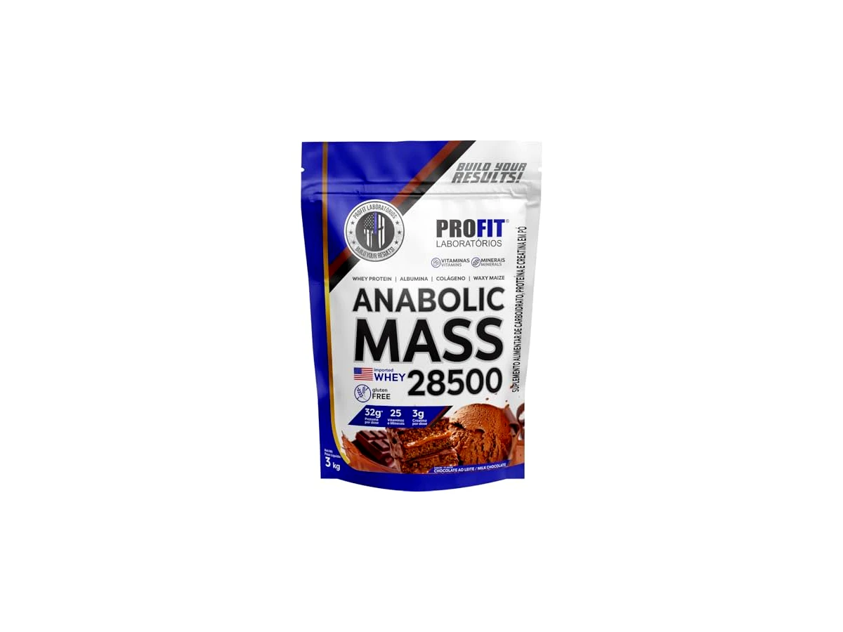 Suplemento Hipercalórico Anabolic Mass 28500 Profit 3kg Sabor Chocolate Ao Leite