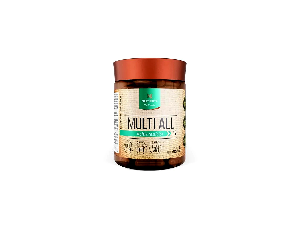 Nutrify Multi All — frasco unitário com 60 cápsulas, sem sabor
