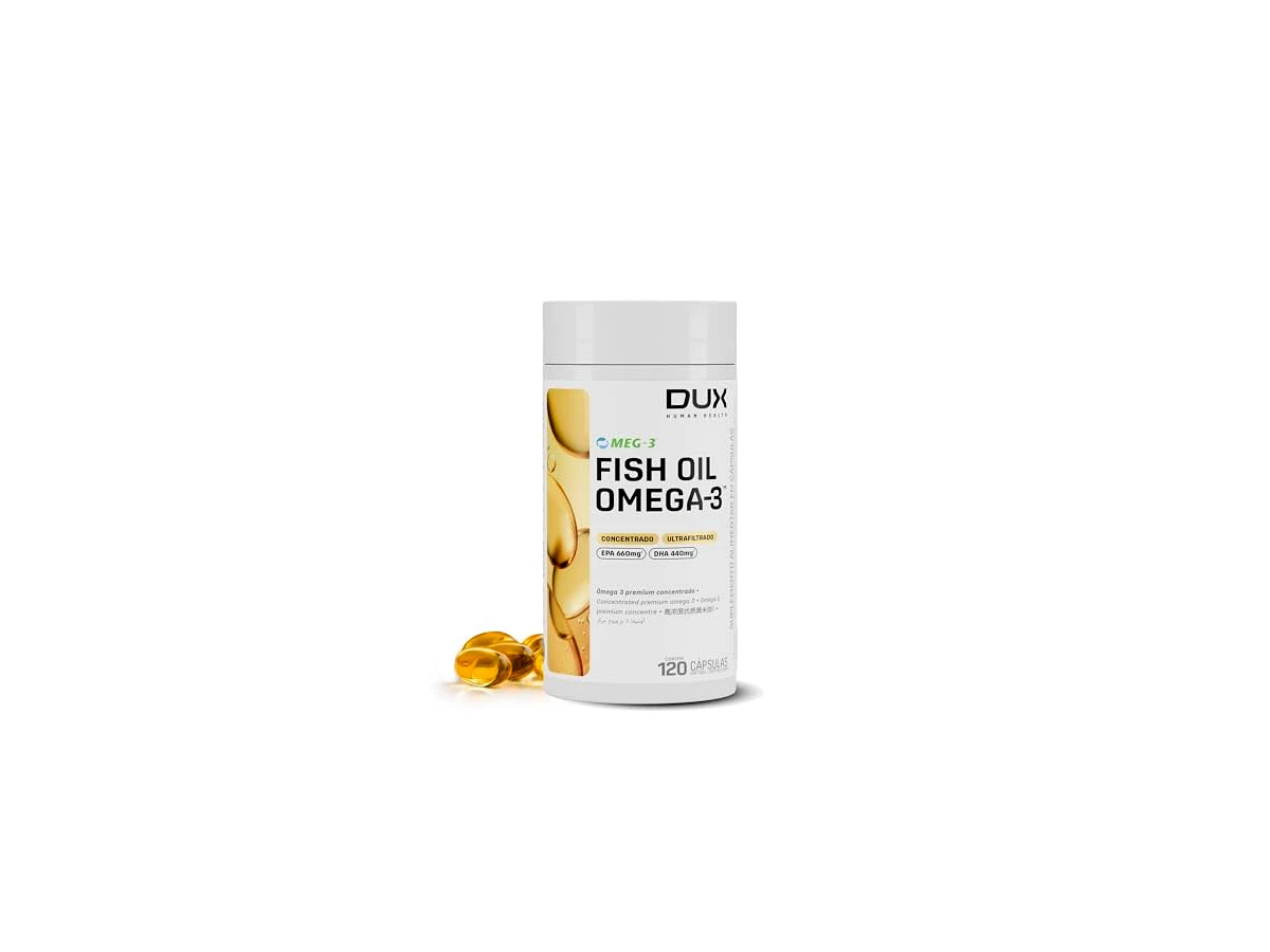 DUX Human Health Fish Oil Ômega-3 Premium MEG-3, 120 cápsulas, SKU 430816001 — não confundir com os frascos de 60 ou 180 cápsulas