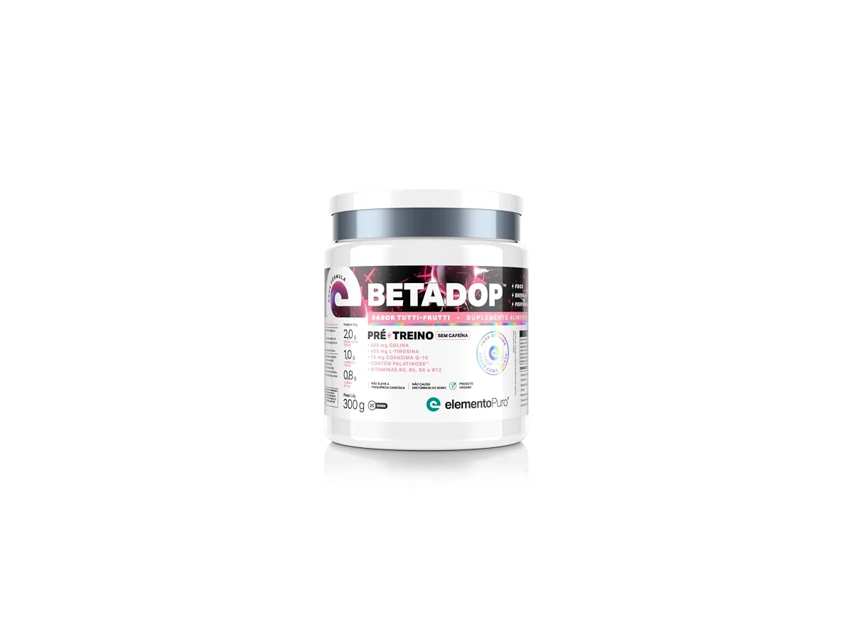 Pré-Treino Betadop Zero Cafeína Sabor Tutti Frutti 300g - Elemento Puro