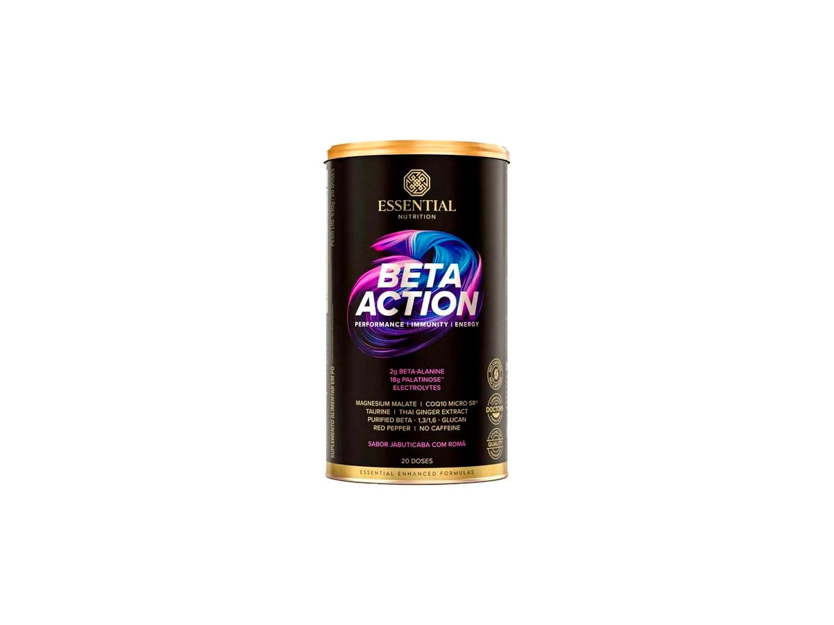 Essential Nutrition Beta Action 630 g — Jabuticaba com Romã, 20 doses, sem cafeína