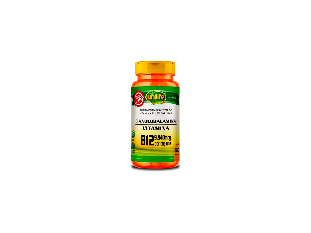 Vitamina B12 Cianocobalamina 9,94mcg 60 Cápsulas - Unilife Vitamins