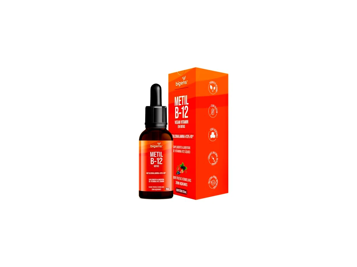 Metil B-12 Vegan Vitamin Gotas Líquida Sabor Frutas Vermelhas - Bigens