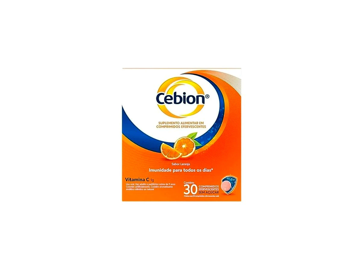 Cebion Vitamina C Efervescente com 30 Comprimidos Sabor Laranja