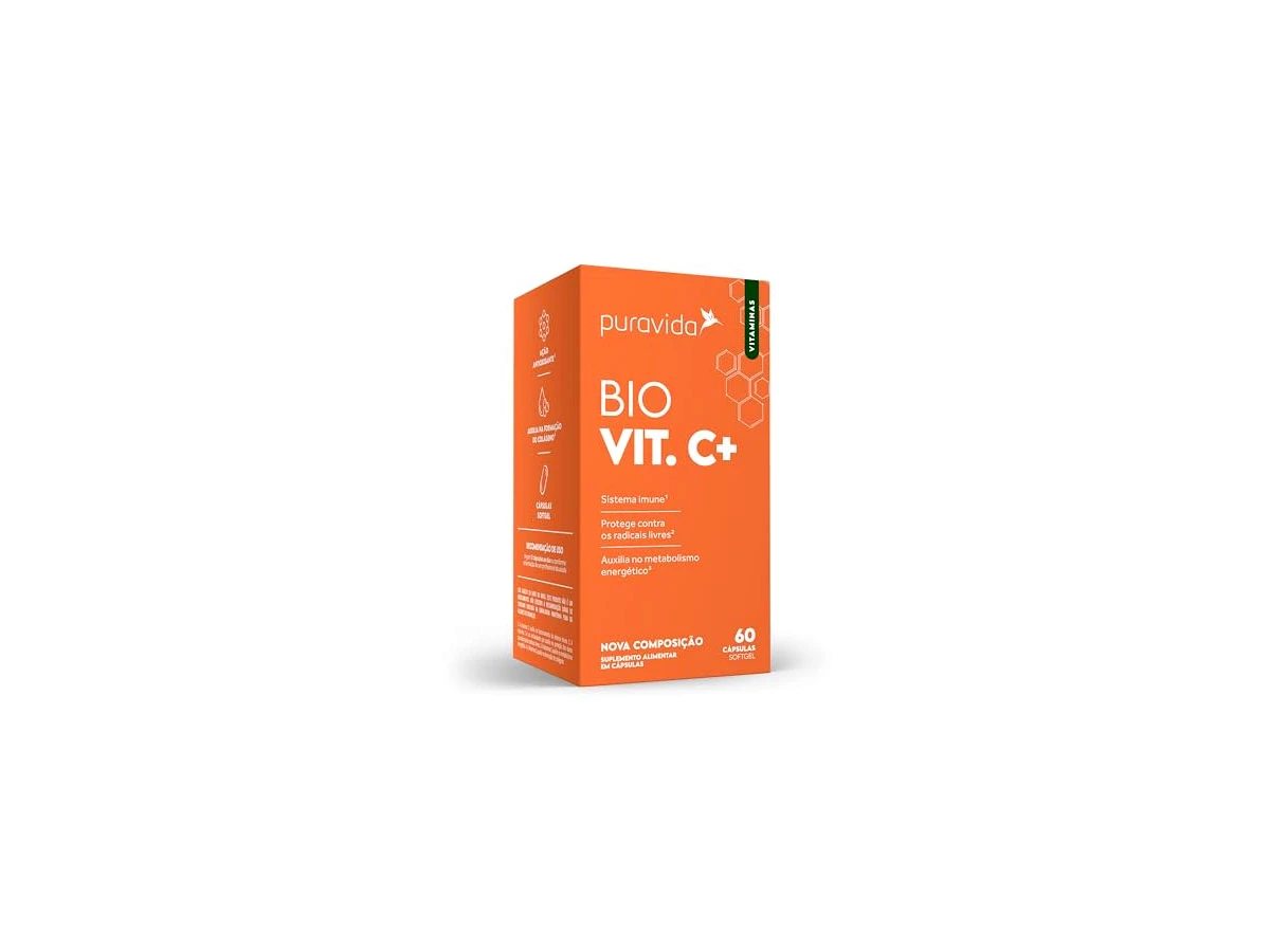 Puravida Bio Vit C+ 1.000 mg por porção, 60 cápsulas — listado na Amazon também como Bio Bit C+
