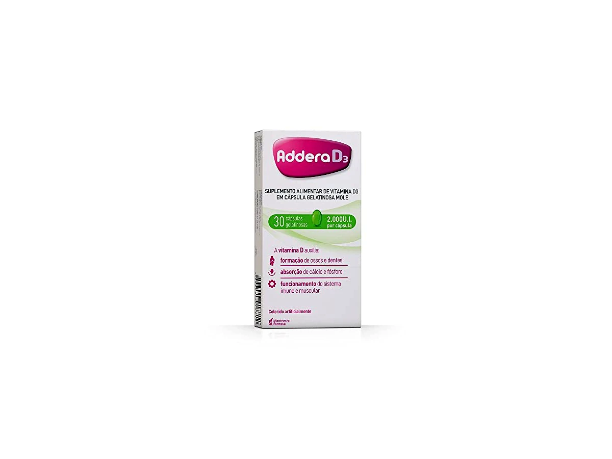 Addera D3 2.000 UI Colecalciferol - Cápsulas Gelatinosas Moles (Mantecorp, 30 cápsulas)