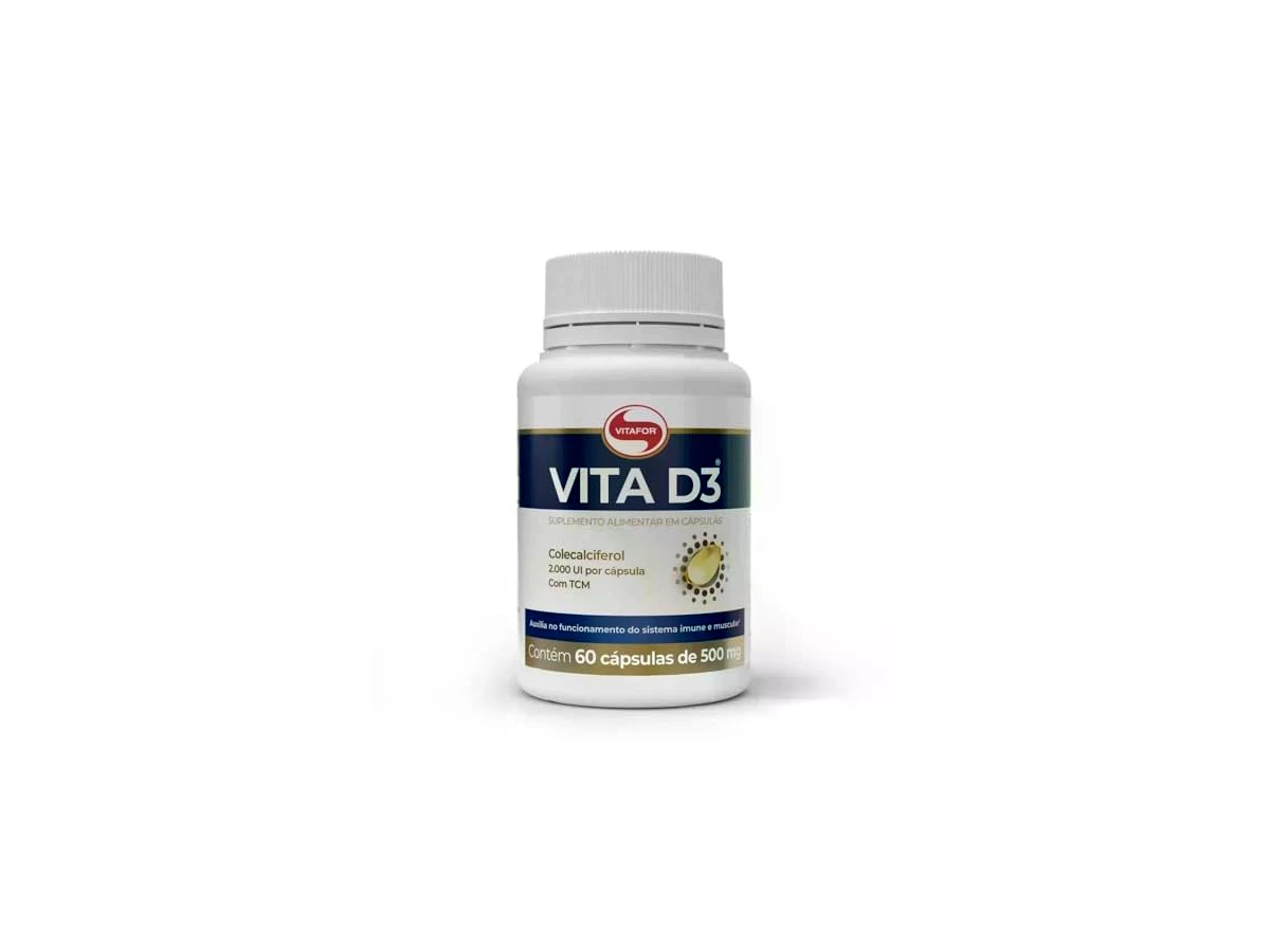 Vitamina D3 2000 UI Colecalciferol com Óleo de Triglicerídeos de Cadeia Média (TCM) - 60 Cápsulas Softgel - Vitafor