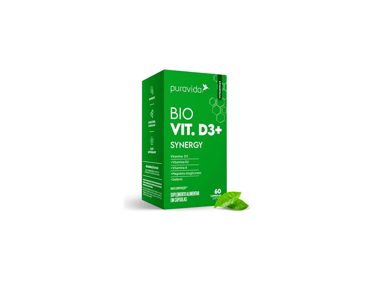 Vitamina D3 (Colecalciferol) 2000 UI em Óleo de Coco Prensado a Frio - 60 Cápsulas Softgel - Puravida