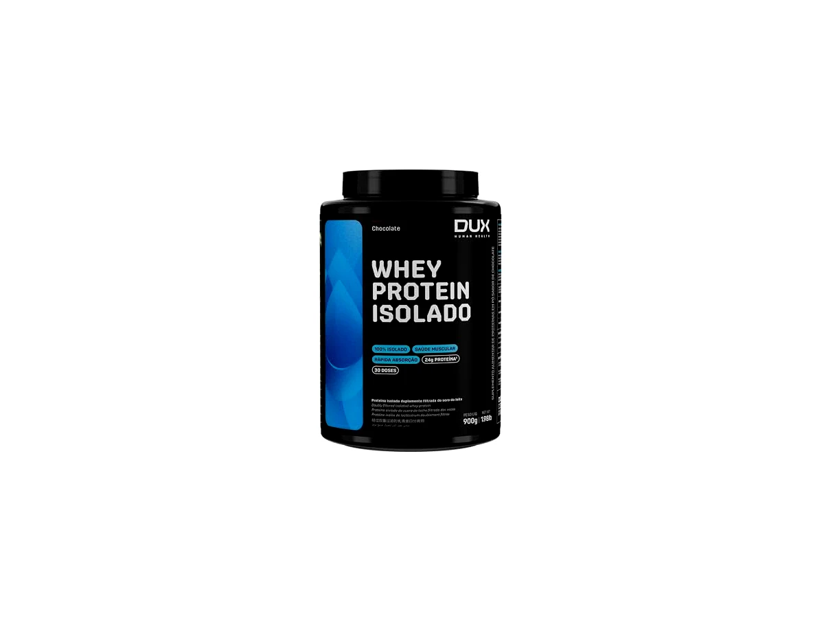 DUX Whey Protein Isolado Chocolate, pote 900 g