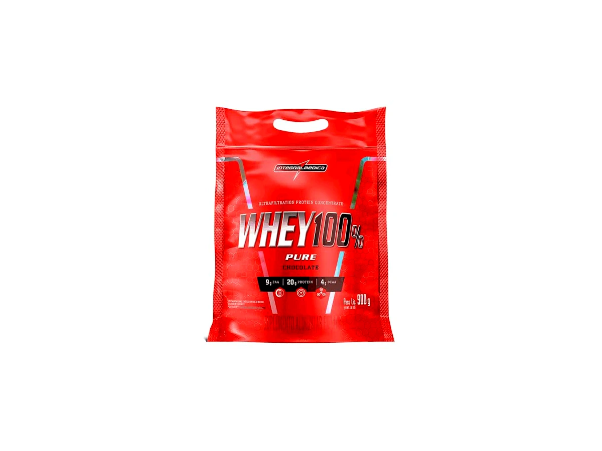 Integralmédica 100% Pure Whey Protein Concentrado Chocolate, pouch 900 g, modelo 76172
